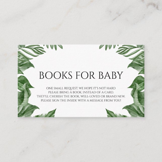 Carte D'accompagnement Livres pour bébé Safari Animaux Baby shower tropic (Devant)
