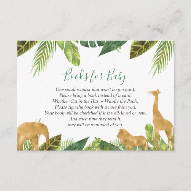 Carte D'accompagnement Livres pour bébé, Safari demande de livre inserts (Devant)