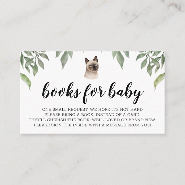 Carte D'accompagnement Livres pour bébé siamese Chat Boho Green (Devant)