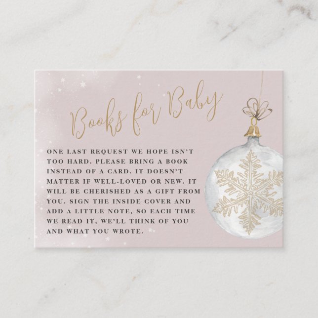 Carte D'accompagnement Livres Pour Bébé Snowflakes Baby shower d'hiver En (Devant)