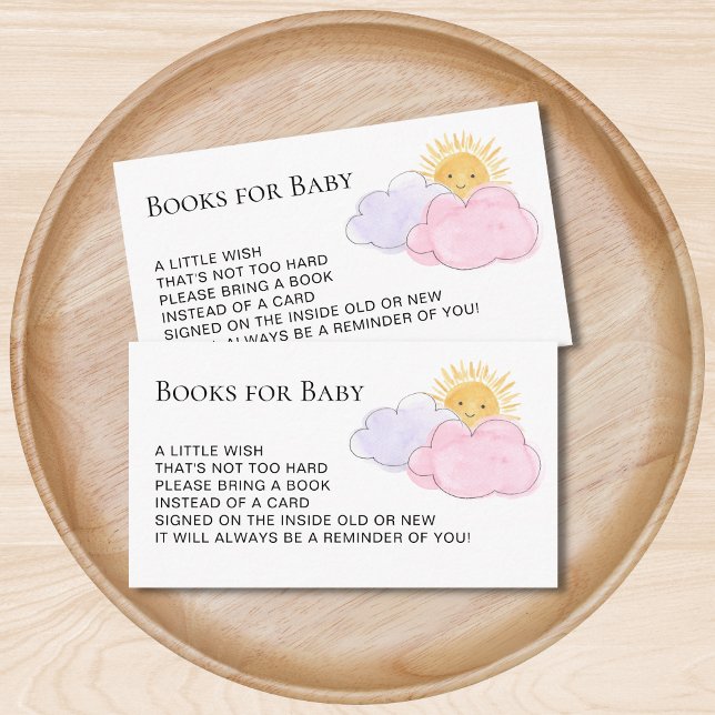 Carte D'accompagnement Livres pour bébé soleil et nuages Baby shower fill (Créateur téléchargé)