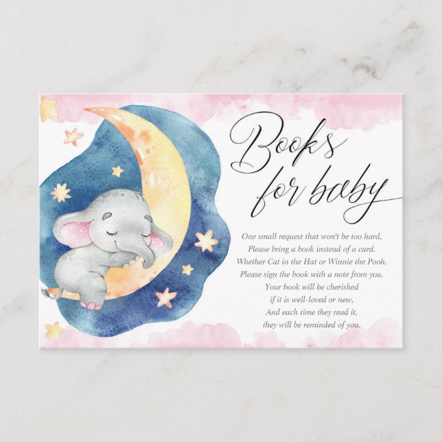 Carte D'accompagnement Livres pour bébé sommeil éléphant lune étoiles fil (Devant)