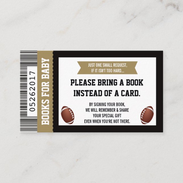 Carte D'accompagnement Livres pour bébé, Sports, Baby Shower de football (Devant)