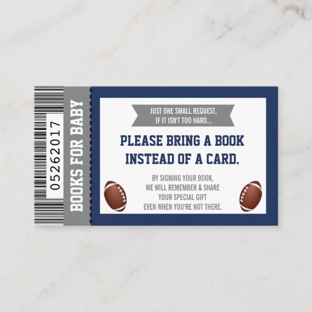 Carte D'accompagnement Livres Pour Bébé, Sports, Football Baby shower (Devant)