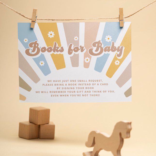 Carte D'accompagnement Livres pour bébé Super Retro Baby shower Sunshine (Créateur téléchargé)