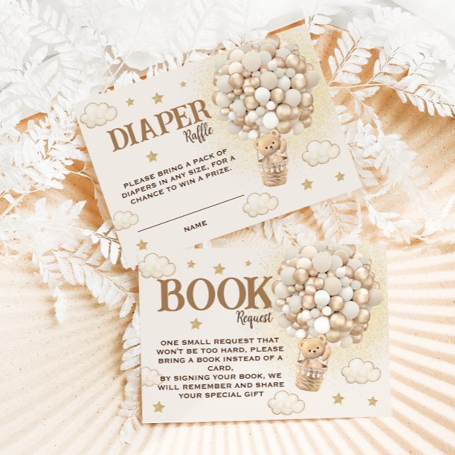 Carte D'accompagnement Livres pour bébé Teddy Bear Boho Balloons (Créateur téléchargé)