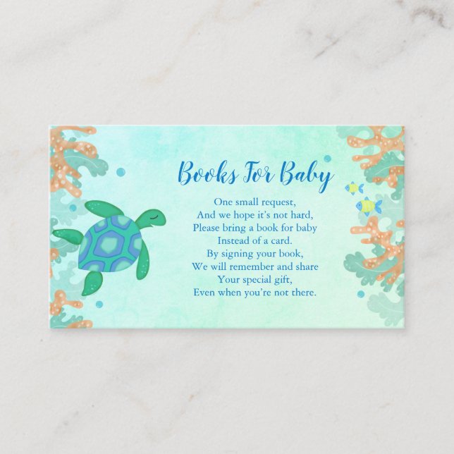 Carte D'accompagnement Livres pour bébé tortue sous la mer Baby Shower (Devant)