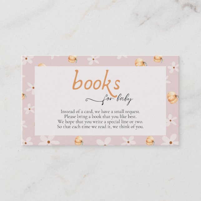 Carte D'accompagnement Livres Pour Bébé Un Petit Citrouille Baby shower A (Devant)