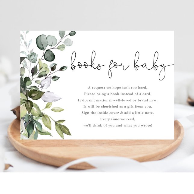 Carte D'accompagnement Livres pour Bébé vert baby shower neutre genre (Créateur téléchargé)