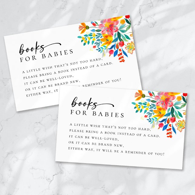 Carte D'accompagnement Livres pour bébés Floral Fiesta Baby shower (Créateur téléchargé)