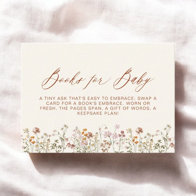 Carte D'accompagnement Livres pour Fleur sauvage bébé Baby shower en terr (Créateur téléchargé)