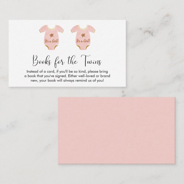 Carte D'accompagnement Livres pour Jumelles Pour Baby Shower (Devant / Derrière)