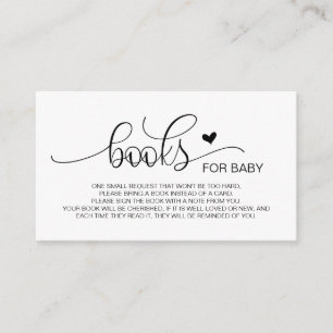 Carte D'accompagnement Livres pour le bébé, Lettré à la main noir Script