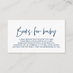 Carte D'accompagnement Livres pour le bébé, Modern Minimal Navy Blue