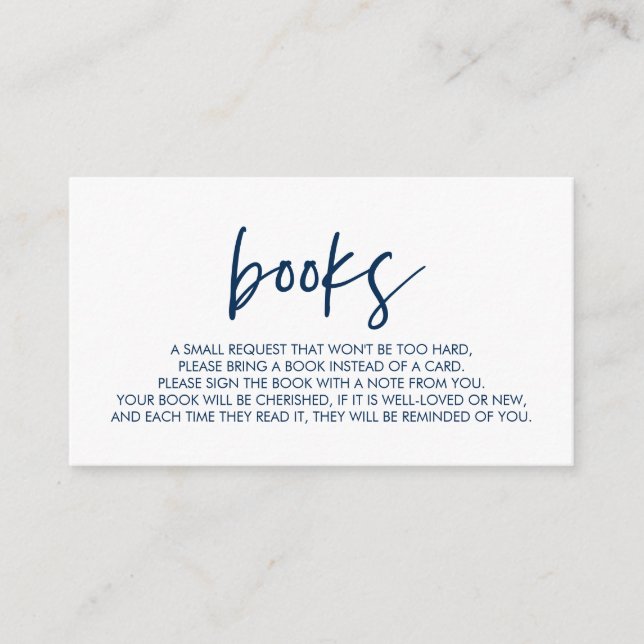 Carte D'accompagnement Livres pour le bébé, Moderne Minimal Navy bleu (Devant)