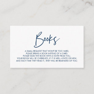 Carte D'accompagnement Livres pour le bébé, Moderne Minimal Navy bleu