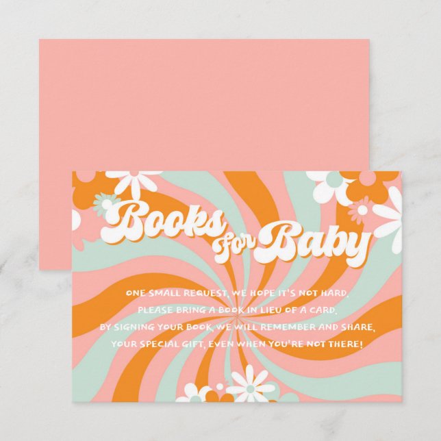 Carte D'accompagnement Livres Retro Super Baby shower pour bébé (Devant / Derrière)