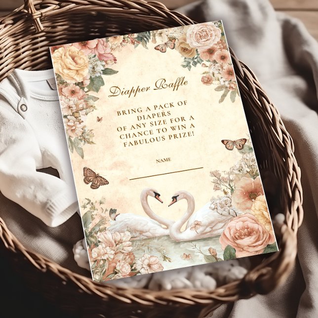 Carte D'accompagnement Livres romantiques en cygne floral pour bébé (Créateur téléchargé)