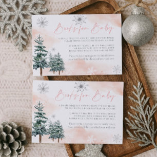 Carte D'accompagnement Livres Rose pour Bébé sur le Thème de l'Hiver Merv