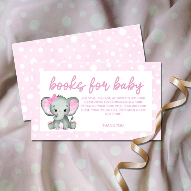 Carte D'accompagnement Livres roses adorables Elephant pour bébé (Créateur téléchargé)