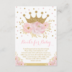 Carte D'accompagnement Livres roses et or Royal Crown Princess pour bébé