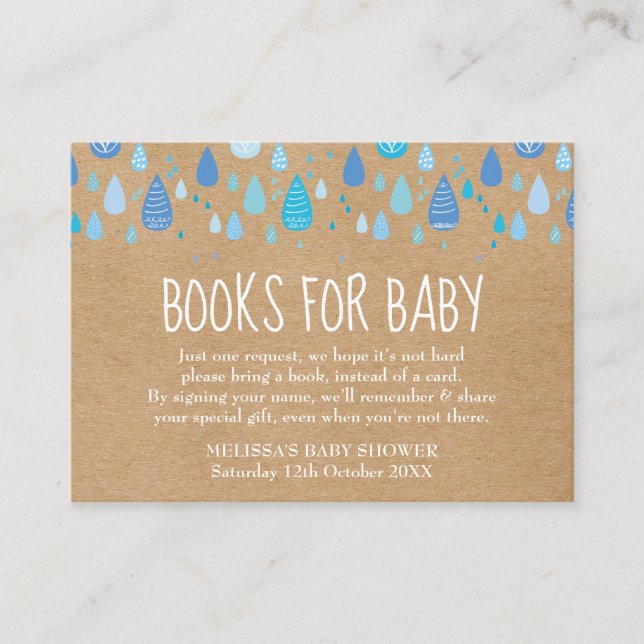 Carte D'accompagnement Livres Rustiques Pour Baby Book Baby shower de dem (Devant)