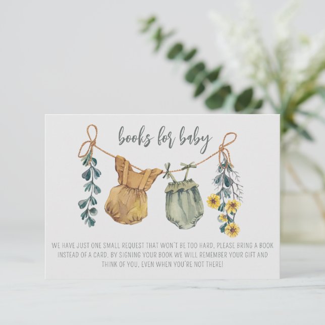Carte D'accompagnement Livres rustiques pour le Baby shower Baby Boho (Debout devant)