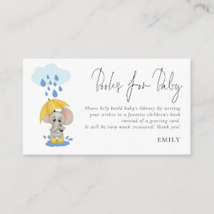 Carte D'accompagnement Livres Script Elephant Umbrella Pour Baby shower