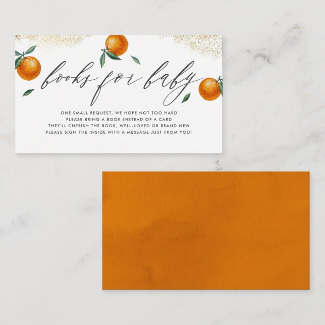 Carte D'accompagnement Livres Script Orange Little Cutie Pour Bébé (Devant / Derrière)