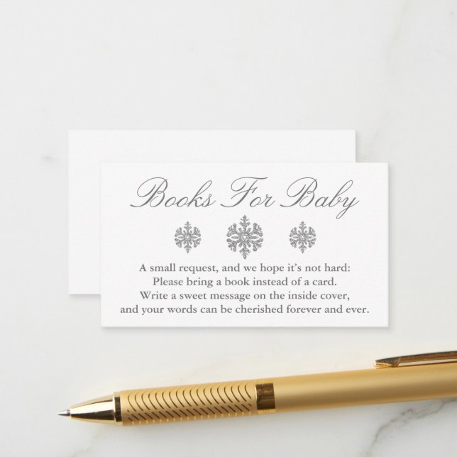 Carte D'accompagnement Livres Silver Snowflake Pour Baby Card (Devant/Arrière en situation)