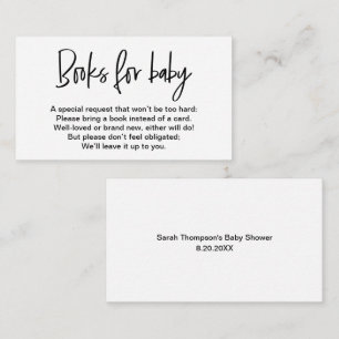 Carte D'accompagnement Livres simples en noir blanc pour bébé demande
