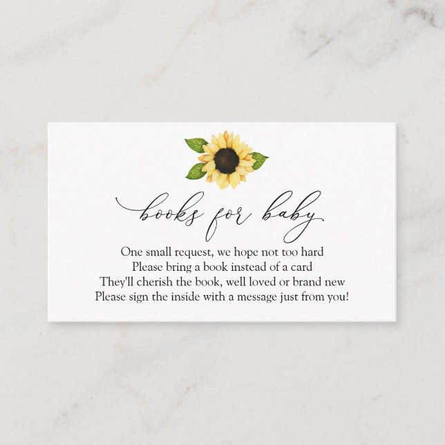 Carte D'accompagnement Livres Sunflower pour Baby Request (Devant)