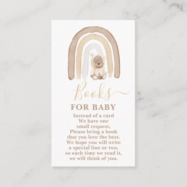 Carte D'accompagnement Livres Teddy Bear et Rainbow pour Baby Boy Card (Devant)
