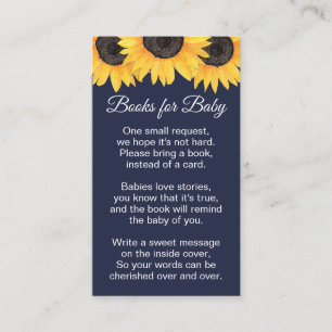 Carte D'accompagnement Livres Tournesol Bébé Neutre Fête de Naissance Mar