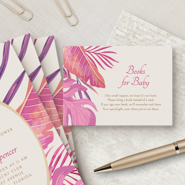 Carte D'accompagnement Livres Tropical Beach Pink pour bébé (Créateur téléchargé)