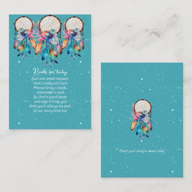 Carte D'accompagnement Livres Turquoise Pink Dream Catcher pour bébé (Devant / Derrière)