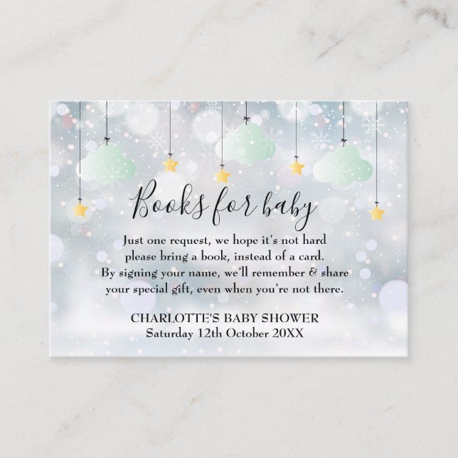 Carte D'accompagnement Livres Twinkle Twinkle pour Baby shower d'hiver bé (Devant)