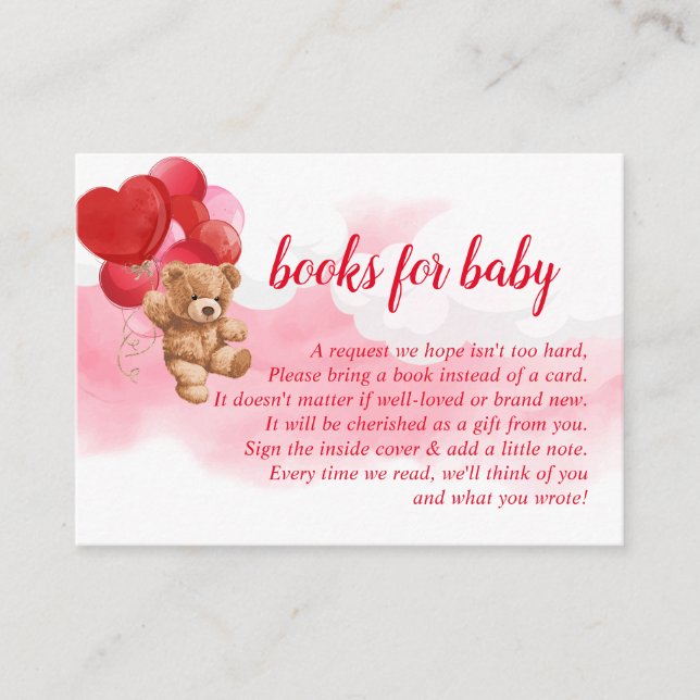 Carte D'accompagnement Livres Valentine Teddy Bear Pour Baby Card (Devant)