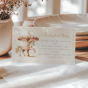 Carte D'accompagnement Livres vintages de Cheval Carousel Rose pour bébé
