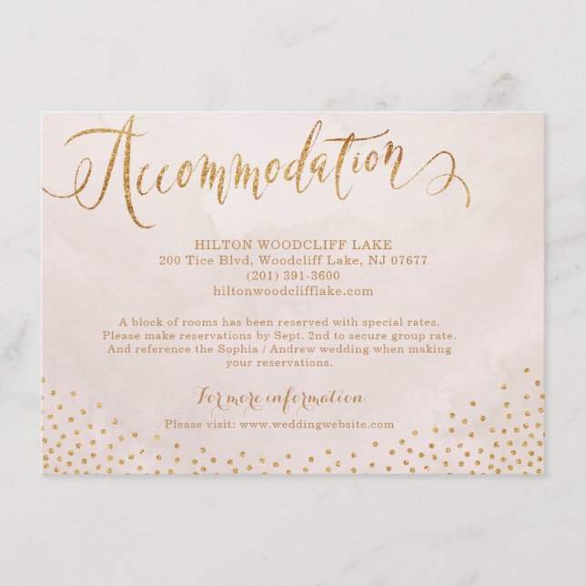 Carte D'accompagnement Logement calligraphié moderne rose gold blush (Devant)