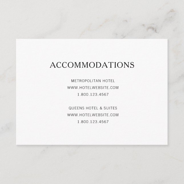 Carte D'accompagnement Logement Mariage simple en noir et blanc (Devant)