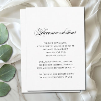 Carte D'accompagnement Logement Mariage simple noir blanc
