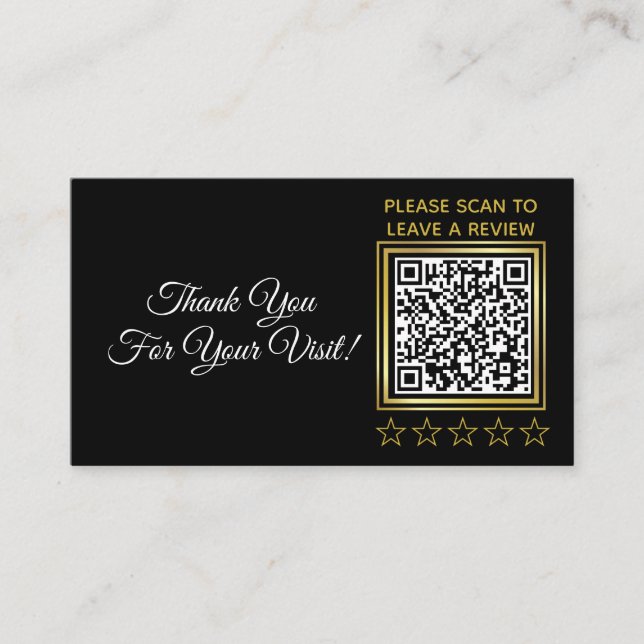 Carte D'accompagnement Logo de code QR Black Gold personnalisé Revue d'en (Devant)