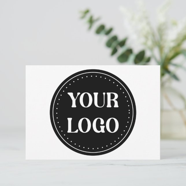 Carte D'accompagnement Logo de code QR noir élégant, minimaliste et éléga (Debout devant)