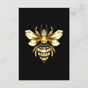 Carte D'accompagnement Logo Faux Gold Foil Bee Polygonal sur Noir