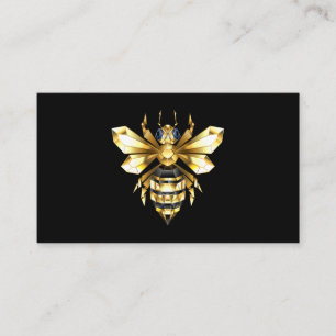 Carte D'accompagnement Logo Faux Gold Foil Bee Polygonal sur Noir