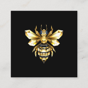 Carte D'accompagnement Logo Faux Gold Foil Bee Polygonal sur Noir