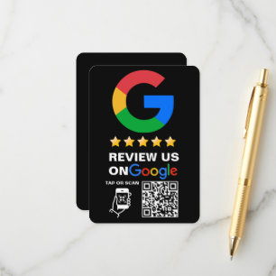 Carte D'accompagnement Logo personnalisé noir moderne et code QR Google R