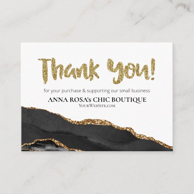 Carte D'accompagnement *~* Logo QR AGATE noir THANK YOU Avis AP8 (Devant)