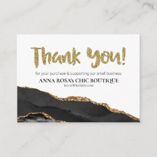 Carte D'accompagnement *~* Logo QR AGATE noir THANK YOU Avis AP8